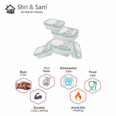 Glass 370ml, 640ml, 1050ml & 1520ml Food Storage & Bakeware Container with Airtight Lid Rectangular Clickfresh