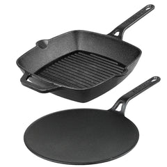 Vinod Legacy Pre-Seasoned Cast Iron Combo Set (Grill Pan & Tawa)