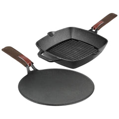 Vinod Legacy Pre-Seasoned Cast Iron Combo Set (Grill Pan & Tawa)