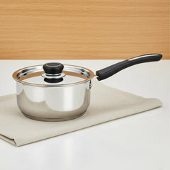 DONIV Stainless Steel Sorrento Sandwich Bottom Saucepan with Steel Lid 2200 ml, 18 cm, Induction Ready & Dishwasher safe