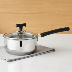 DONIV Stainless Steel Sandwich Bottom Solitaire Sauce Pan with Glass Lid – Induction Friendly