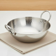 Vinod – Claro Heavy Gauge Stainless Steel Hammered Kadai, 2.5 mm