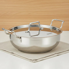 Doniv Stainless Steel Sandwich Majestic Bottom Kadai with Steel Lid – Induction Friendly