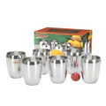 VINOD Stainless Steel Mango Glass Set of 6 - 300 ml with Highest Grade Steel, Mirror Finish, Rust Free, Strong and Tough, Dishwasher Safe