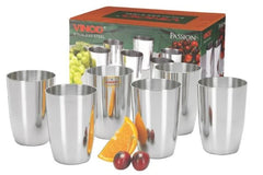 VINOD Stainless Steel Passion Glass Set of 6 - 300 ml with Highest Grade Steel, Mirror Finish, Long Lasting & Durable, Dishwasher Safe