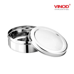 VINOD Stainless Steel Puri Dabba Set of 4 - Capacity: 300 ml, 450ml, 650ml, 1000 ml, Heavy Gauge Steel, Mirror Finish, Airtight Lids & Rust Free