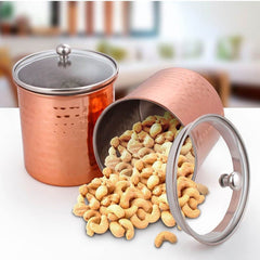 Stainless Steel 2 PCS 1000 ML Storage Canister with Air Tight Glass Lid Cantera