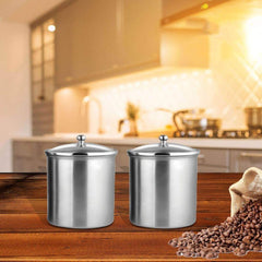 Stainless Steel 2 PCS 700 ML Storage Canister with Air Tight Glass Lid Candy