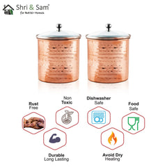 Stainless Steel 2 PCS 700 ML Storage Canister with Air Tight Glass Lid Cantera
