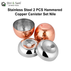 Stainless Steel 2 PCS Hammered Copper Canister Set Nile