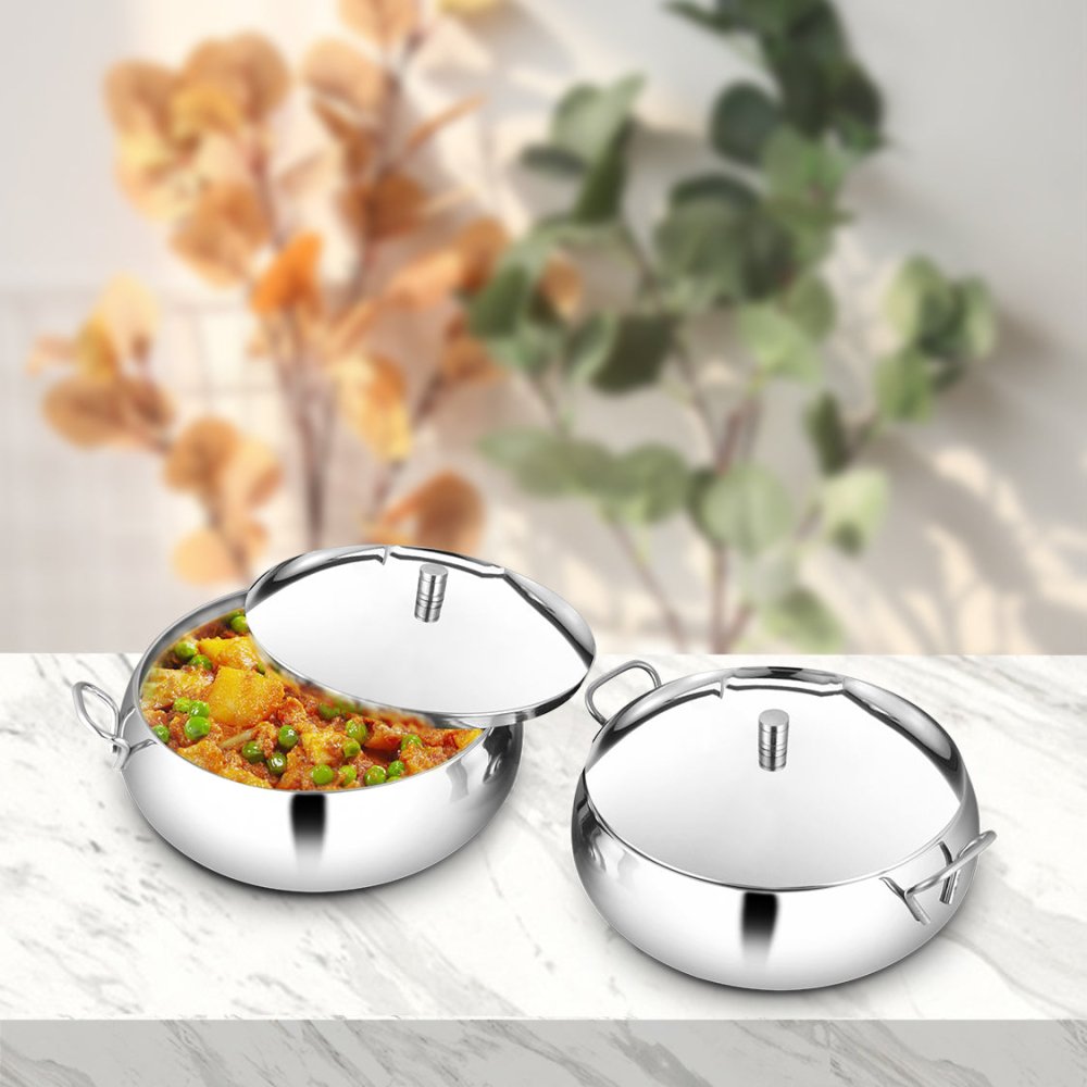 Stainless Steel 2 PCS Serving Bowl with SS Lid Marina