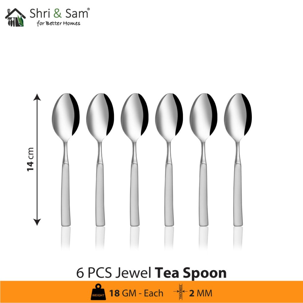Stainless Steel 24 PCS Cutlery Set (6 Pcs Tea Spoon, 6 Pcs Dessert Spoon, 6 Pcs Dessert Fork and 6 Pcs Dessert Knife) with Leather Box Jewel