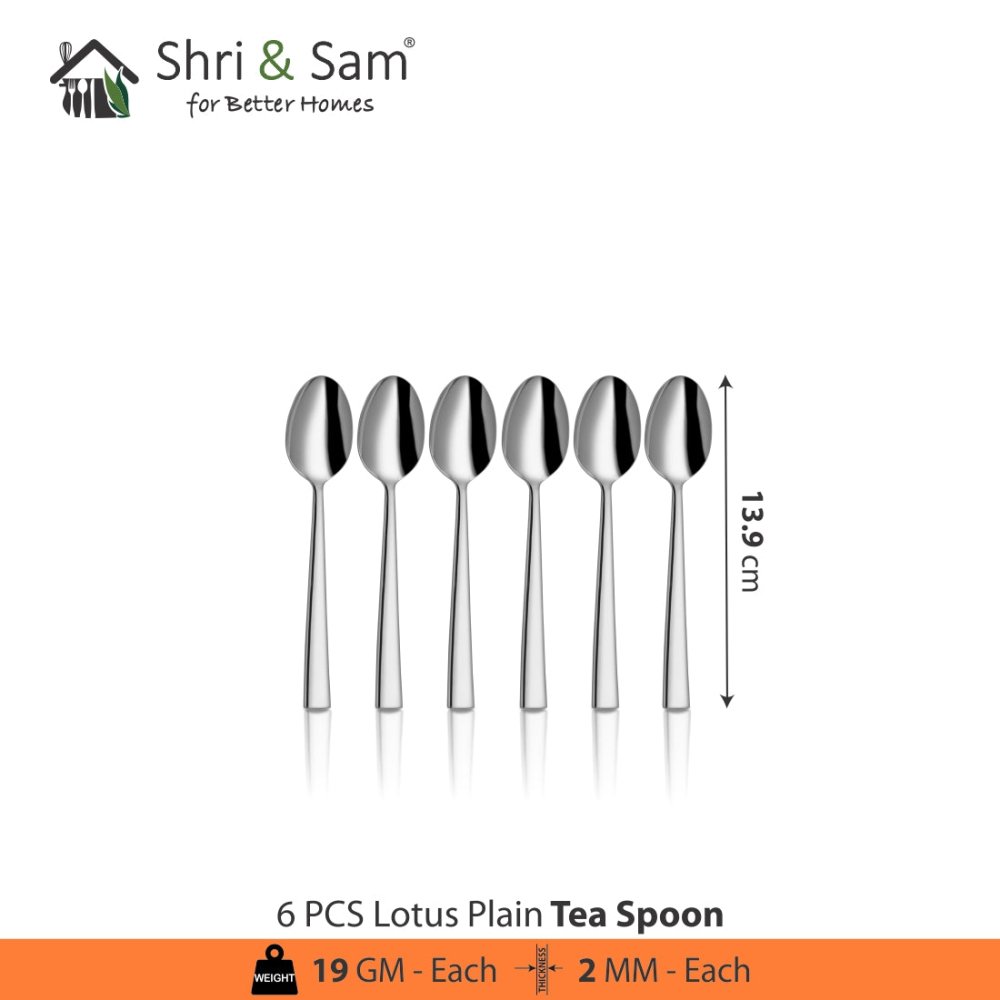 Stainless Steel 24 PCS Cutlery Set (6 Pcs Tea Spoon, 6 Pcs Dessert Spoon, 6 Pcs Dessert Fork and 6 Pcs Dessert Knife) with Leather Box Lotus Plain