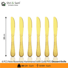 Stainless Steel 24 PCS Cutlery Set with Gold PVD Coating New Rosemary Hammered