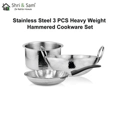 Stainless Steel 3 PCS Heavy Weight Hammered Cookware Set