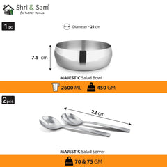 Stainless Steel 3 PCS Salad Bowl Majestic