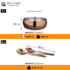 Stainless Steel 3 PCS Salad Bowl with Rose Gold PVD Coating Majestic