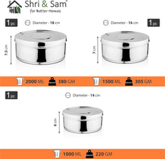 Stainless Steel 3 PCS Storage Container Set