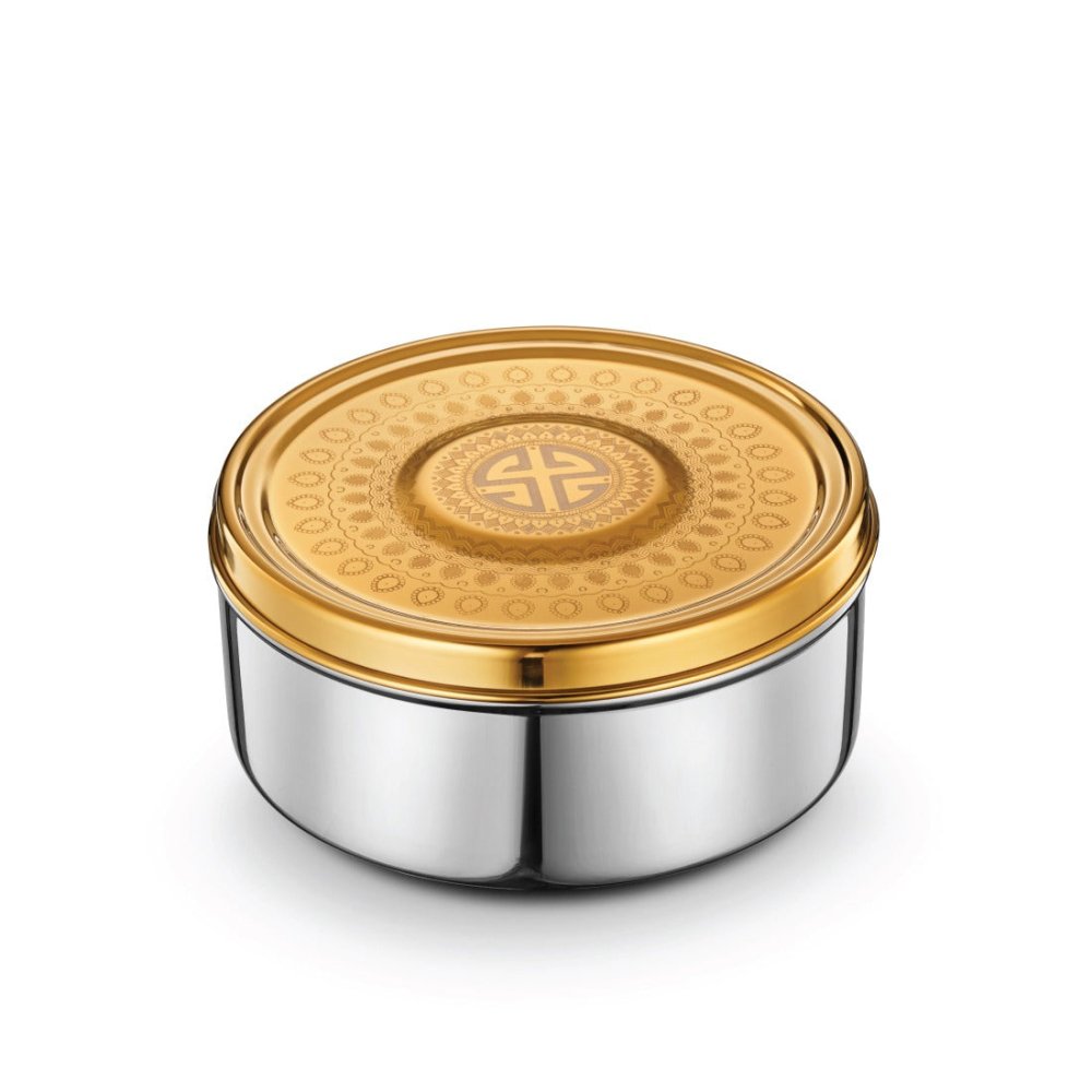 Stainless Steel 3 PCS Storage Container Set with Gold PVD Coating and Laser