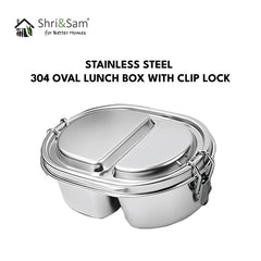 Stainless Steel 304 Oval Lunch Box with Clip Lock
