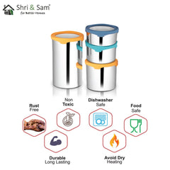 Stainless Steel 4 PCS Canister with Air Tight Lid Lock N Roll