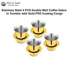 Stainless Steel 4 PCS Double Wall Coffee Dabra In Tumbler with Gold PVD Coating Congo