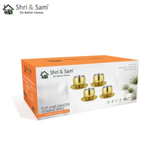 Stainless Steel 4 PCS Double Wall Cup and Saucer with Gold PVD Coating Nikki