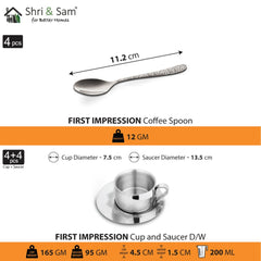 Stainless Steel 4 PCS Double Wall Cup and Saucer with Laser First Impression