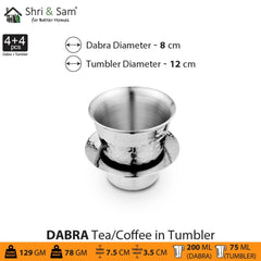 Stainless Steel 4 PCS Double Wall Hammered Coffee Dabra In Tumbler Congo
