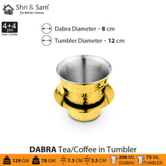 Stainless Steel 4 PCS Double Wall Hammered Coffee Dabra In Tumbler with Gold PVD Coating Congo