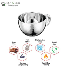 Stainless Steel 4 PCS Double Wall Hammered Cup and Saucer RD