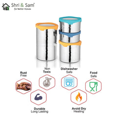 Stainless Steel 4 PCS Hammered Canister with Air Tight Lid Lock N Roll