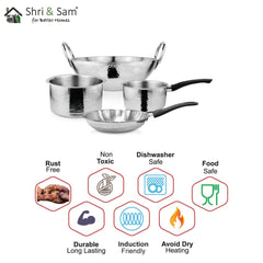 Stainless Steel 4 PCS Heavy Weight Hammered Cookware Set