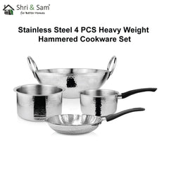 Stainless Steel 4 PCS Heavy Weight Hammered Cookware Set