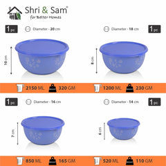 Stainless Steel 4 PCS Microwave Friendly Blue Storage Bowl Europa