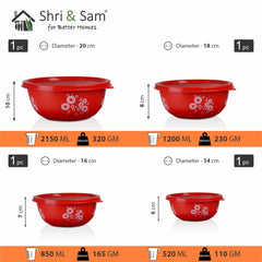 Stainless Steel 4 PCS Microwave Friendly Red Storage Bowl Europa