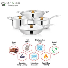 Stainless Steel 4 PCS Triply STARTER Cookware Set Triplica
