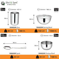 Stainless Steel 45 PCS Dinner Set (3 People) Shagun