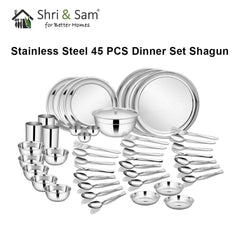Stainless Steel 45 PCS Dinner Set (3 People) Shagun