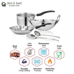 Stainless Steel 5 PCS Hammered Cookware Set Trinity