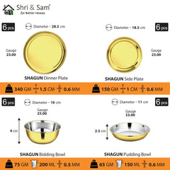 Stainless Steel 50 PCS Dinner Set with Gold PVD Coating (6 People) Shagun