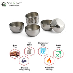 Stainless Steel 6 PCS Chutney Bowl Majestic