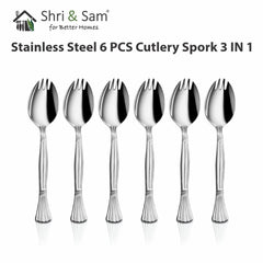Stainless Steel 6 PCS Cutlery Spork 3 IN 1