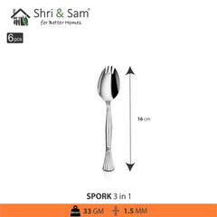 Stainless Steel 6 PCS Cutlery Spork 3 IN 1