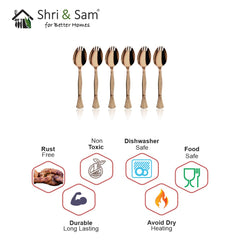 Stainless Steel 6 PCS Cutlery with Rose Gold PVD Coating Spork 3 IN 1