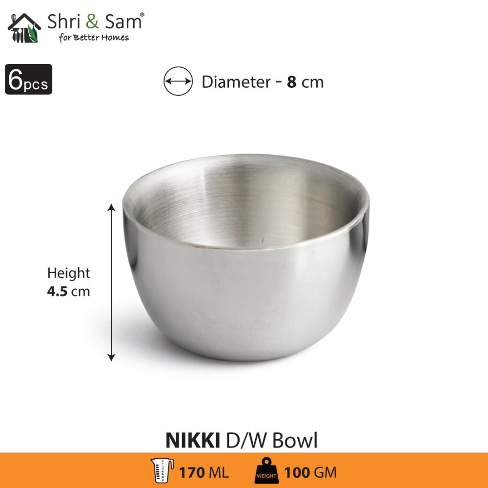 Stainless Steel 6 PCS Double Wall Bowl Nikki