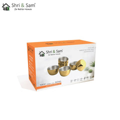Stainless Steel 6 PCS Double Wall Bowl with Gold PVD Coating Nikki