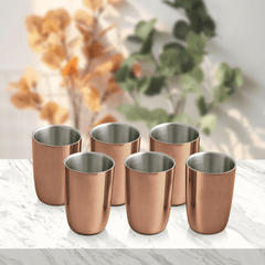 Stainless Steel 6 PCS Double Wall Glass with Rose Gold PVD Coating Nikki