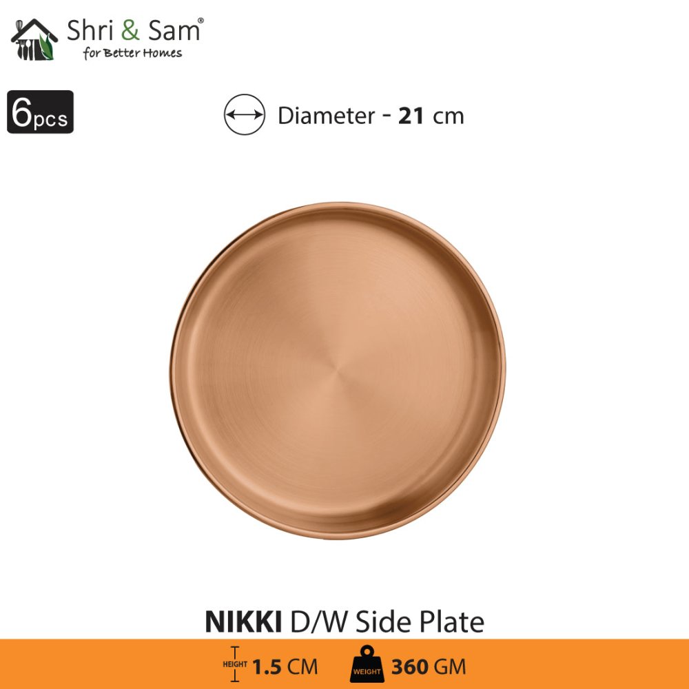 Stainless Steel 6 PCS Double Wall Side Plate with Rose Gold PVD Coating Nikki