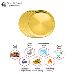 Stainless Steel 6 PCS Full Plate with Gold PVD Coating Majestic